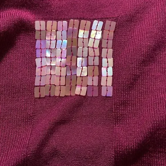 NEW Susan Bristol Silk Blend Sequin Detailed Berry Cardigan Women's Size L NWT - Picture 3 of 7